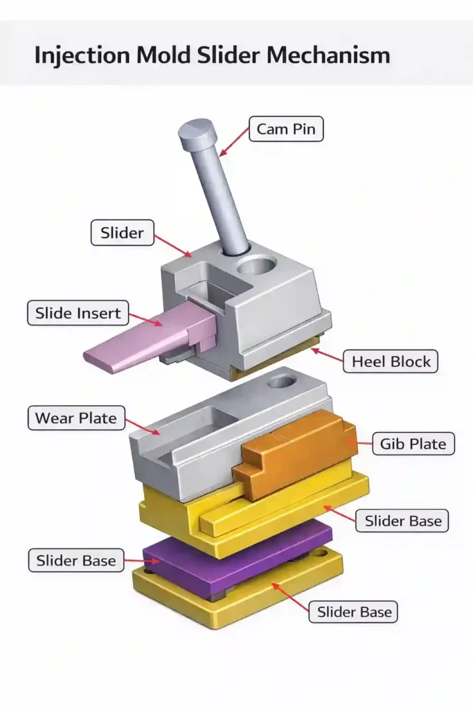 injection mold slider mechanism