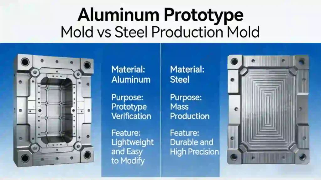 aluminum prototype mold vs steel production mold