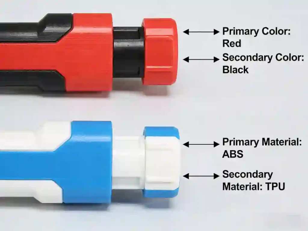 two-shot injection molded part with two colors