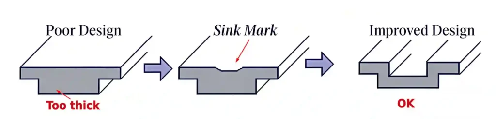 thick section causing sink mark diagram