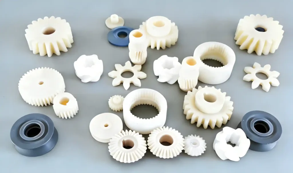 precision injection molded plastic gears close up